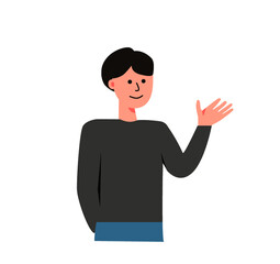 説明する男性 シンプルで紙やwebでも使用可能 ベクター イラスト セミナーや解説 アイコン ビジネス チラシ ウェブサイト ランディングページ