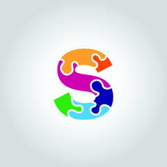 Multi color Puzzle S logo modern illustration template vector