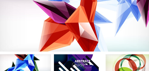 Set of trendy futuristic geometric abstract backgrounds