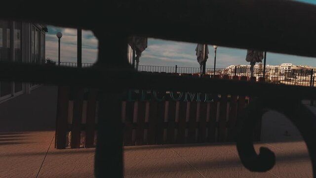 Welcome sign on the bich lido, Bugibba Bay, Malta. High quality 4k footage