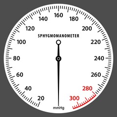 Sphygmomanometer Dial. Blood pressure measurement scale. Pressure Gauge