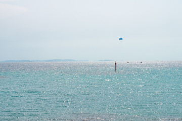 parasailing in blue sky