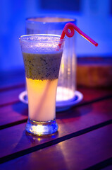 Fresh passion fruit juice in a glass