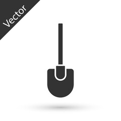 Grey Shovel icon isolated on white background. Gardening tool. Tool for horticulture, agriculture, farming. Vector