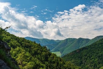 Mala Fatra mountains from hiking trail bellow Boboty hill summit in Slovakia