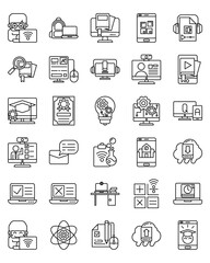 Online Learning icons set