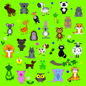 pattern with animals set