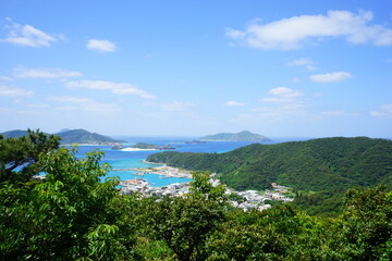 Beautiful blue ocean view from Nita observatory deck in Zamami island, Okinawa, Japan - 沖縄...