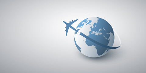 Traveling Around the World - Travel by Airplane - Globe Design