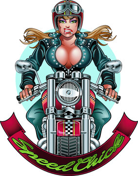 beautiful woman driving on a motorcycle