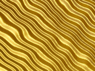 3D rendering. Abstract rippled gold background.