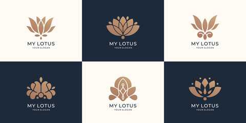 Fototapeta na wymiar collection of lotus logo template. luxury design lotus , flower abstract, floral ,nature , flat design and creative concept. Premium vector