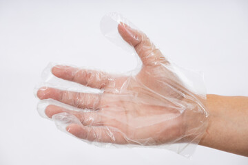 Obraz na płótnie Canvas Disposable transparent plastic gloves