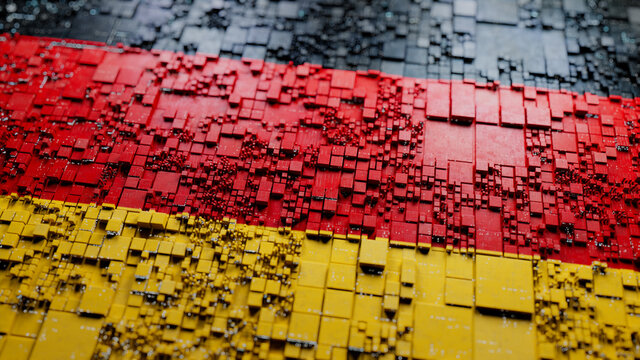 Flag of Germany rendered in a Futuristic 3D style. German Technology Concept. Tech Background.