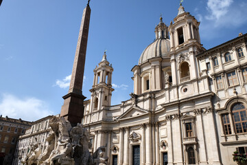 Piazza Navona, is the Basilica of Santa Agnese in Agone in the center of Rome, Italy