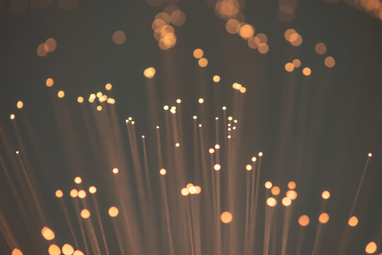 Fiber Optics Strands Light In Orange Color