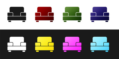 Set Armchair icon isolated on black and white background. Vector