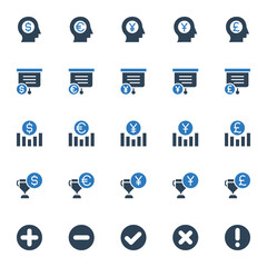 Two color icons for business & financial.