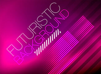 Bright neon color techno abstract background, shiny glowing neon lines in the dark background