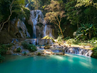 Beautiful Kuang Xi or Tat Kuang Si Waterfalls, These waterfalls are a favourite side trip for...