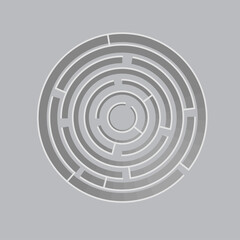 Volumetric 3d circle maze. Labyrinth template. Vector illustration isolated.