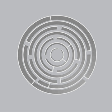 Volumetric 3d Circle Maze. Labyrinth Template. Vector Illustration Isolated.