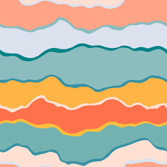 Seamless pattern colored striped with wavy lines. Geometric lines background organic theme. Water texture. Striped minimalistic summer holiday background. Vector lines decorative 