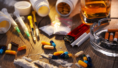 Addictive substances, including alcohol, cigarettes and drugs