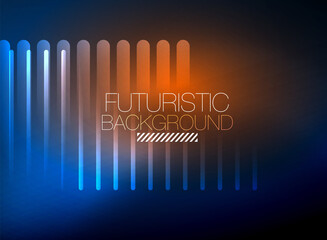 Bright neon color techno abstract background, shiny glowing neon lines in the dark background