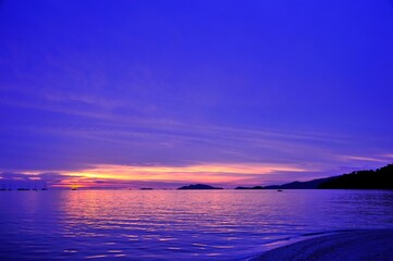 Sunset on the beach at Lipe Island , Satun Thailand