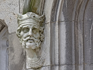 Carved head of Brian Boru on the Chapel Royal, Dublin castle