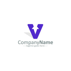 V Logo Modern Design With Purple Color
