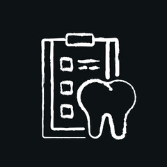 Regular dental check-ups chalk icon. Dental services and therapy. Vector isolated black illustration.
