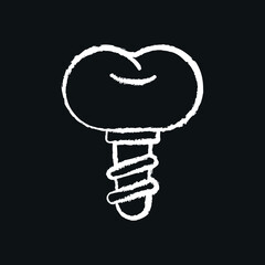 Tooth implant glyph icon. Dental services and therapy. Vector isolated black illustration.