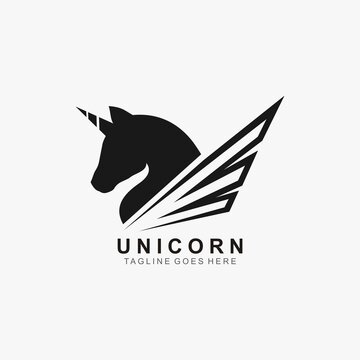 Unicorn logo design concept simple and elegant