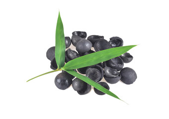 bamboo charcoal macadamia isolated on white background