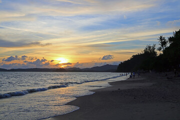 Ao Nang, Thailand. Sunset on the beautiful beach of the village.