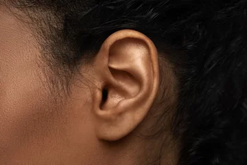 Foto op Canvas Closeup view of black female ear © blackday