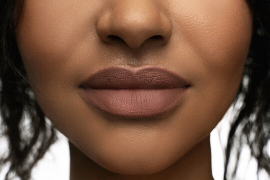 Close-up of beautiful black female lips