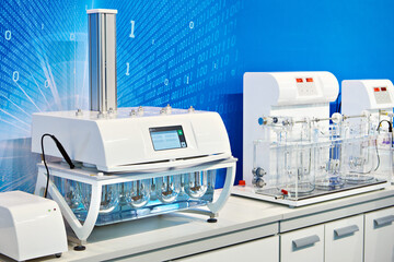 Modern chemical equipment for laboratory. Dissolution and disintegration testers