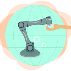 A collaborative robot. Modern robotics. Cobot automation, a concept of human-friendly industry solutions.