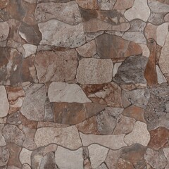 Field tile texture with a mix of incrusted stones in beige, brown and cream rustic