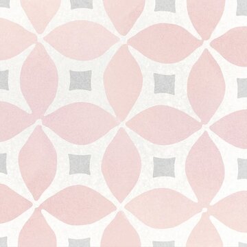 Flecked porcelain tile texture with pink flower design and matt coating