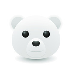 Bear Polar Animal Arctic Emoji Illustration Face. Vector Design Art Symbol Head Icon.