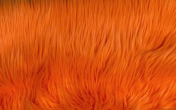 Orange Shaggy Long Pile Faux Fur Texture