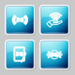 Set line 5G network, , Graphic tablet with and icon. Vector