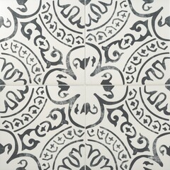 Seamless Spanish porcelain tile texture with ornamental pattern for wall and floor