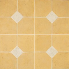 Seamless yellow cement tile texture with geometric design for floors and walls
