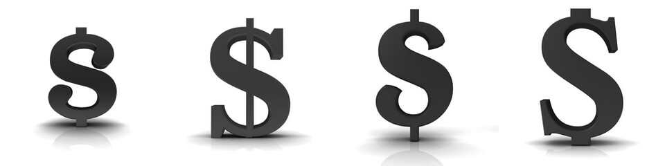 Dollar sign us-dollar black symbol money sale currency icon set 3d rendering 