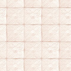 Worn weathered tin wall tile texture in blush pink
